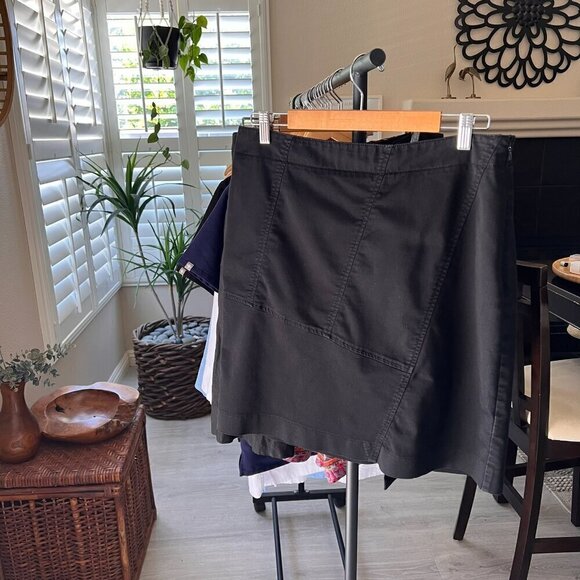 Nic + Zoe Skirt Womens Size 12 Black Asymmetric Geometric Seam Mini Cotton - Picture 16 of 16